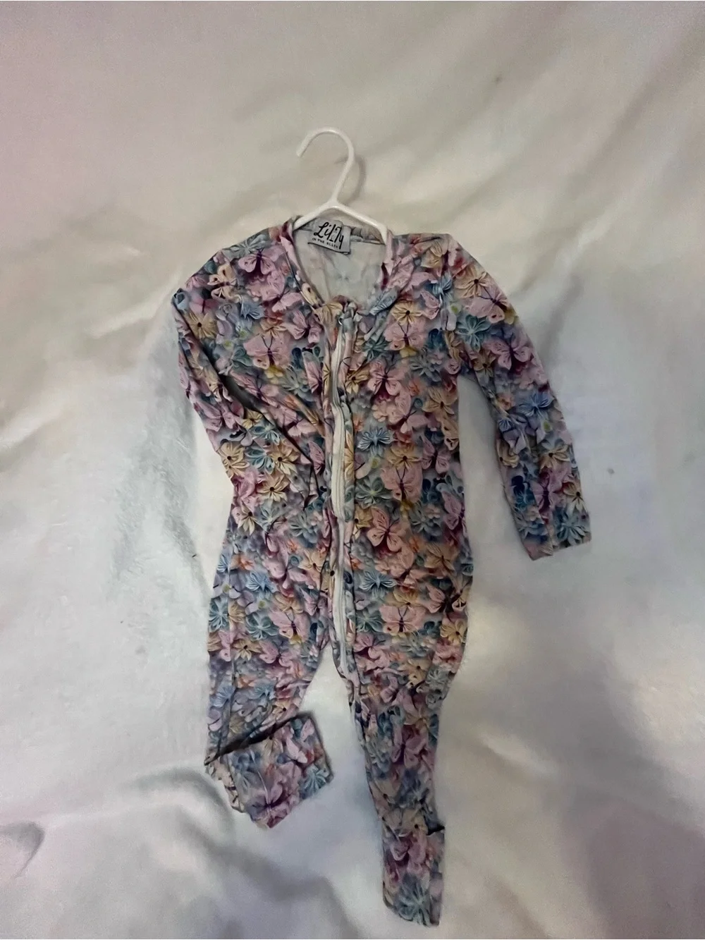 Lily in the alley Pastel Butterfly & Floral Footie One-Piece 12-18 months